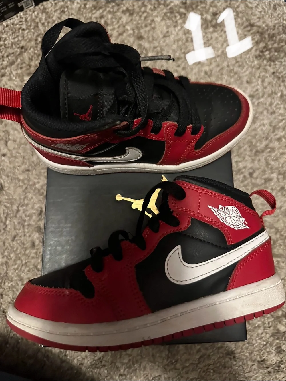 Jordan Kids' Black, Red & White High-Top Sneakers